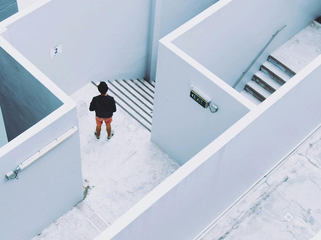 Man navigating a maze